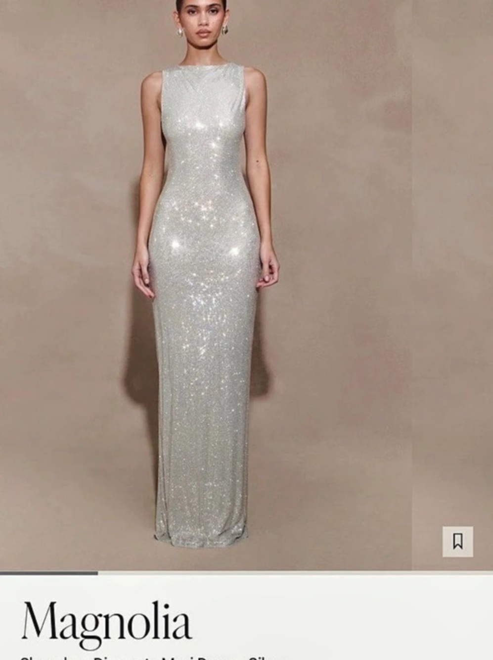 Meshki Magnolia Sleeveless Diamante Maxi Dress Silver